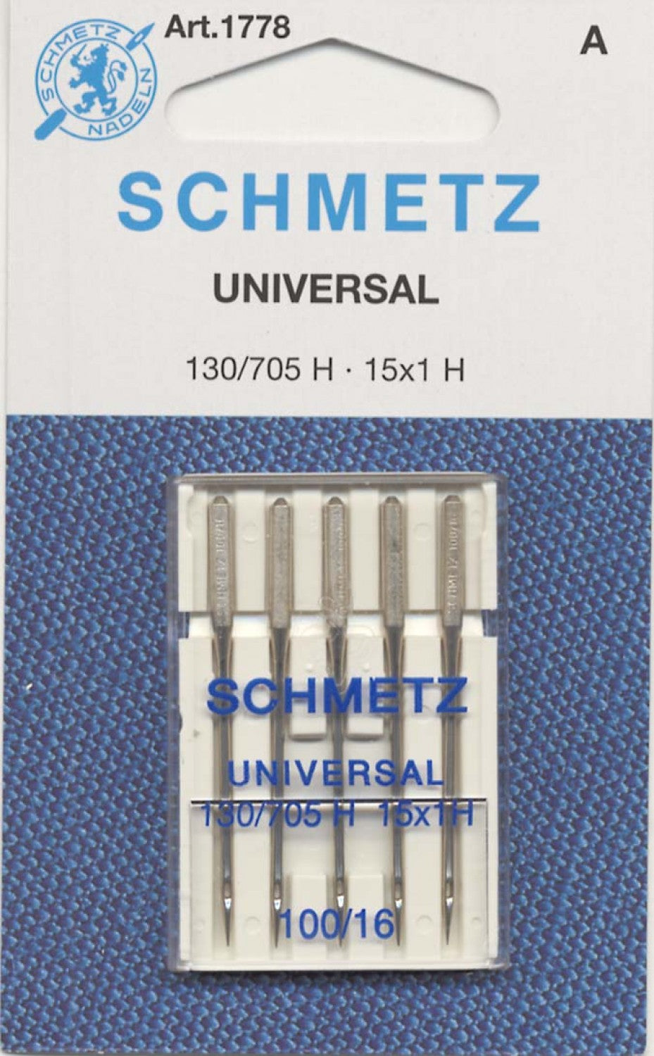 Schmetz Universal Needle - Size 100/16 - 1 Package of 5 Needles