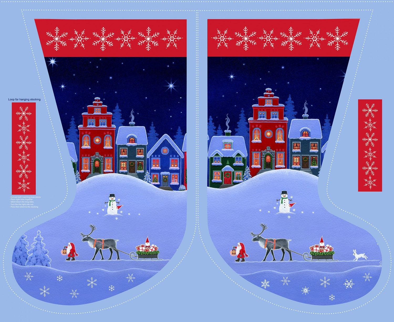 Tomten Village - Stocking Panel - 44" Wide - Lewis & Irene Fabrics