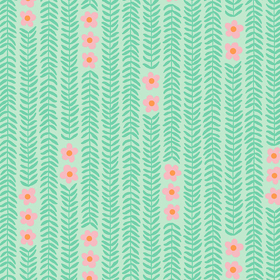 Moonlit Garden - Garland Aqua - 44" Wide - Andover Fabrics