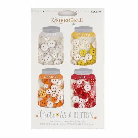 Buttons - Cute As A Button - White, Yellow, Orange and Red - Kimberbell - Kawartha Quilting and Sewing LTD.