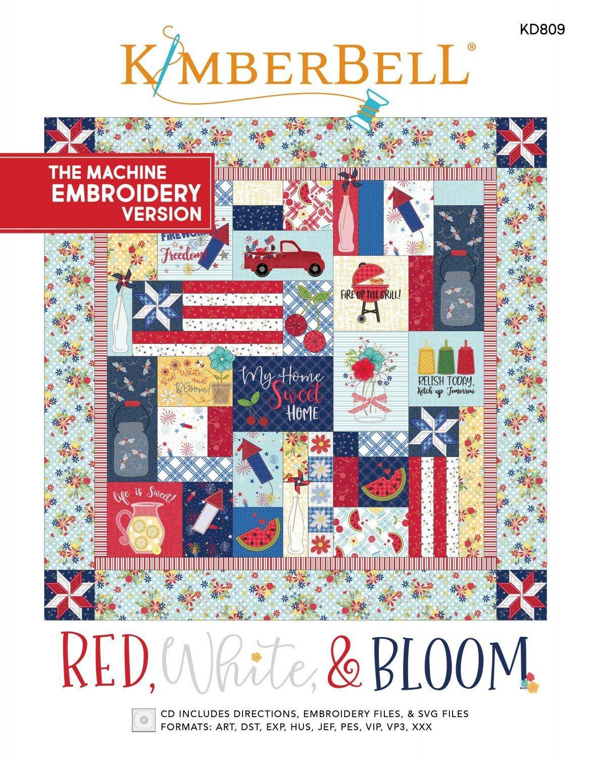 Red, White & Bloom - Machine Embroidery CD - Kimberbell - Kawartha Quilting and Sewing LTD.