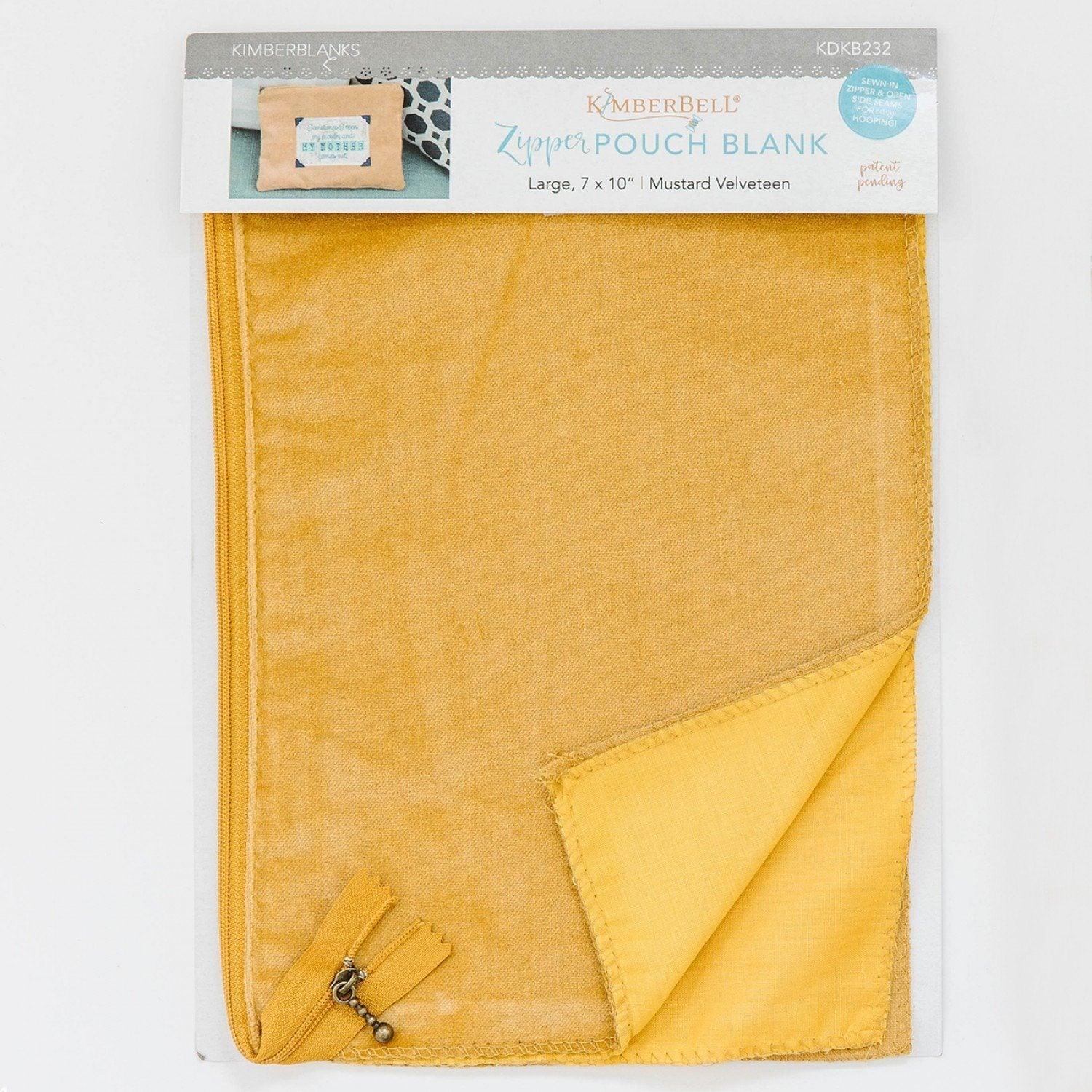 Zipper Pouch Blank - Mustard - Velveteen - Large (7" x 10") - Kimberbell - Kawartha Quilting and Sewing LTD.