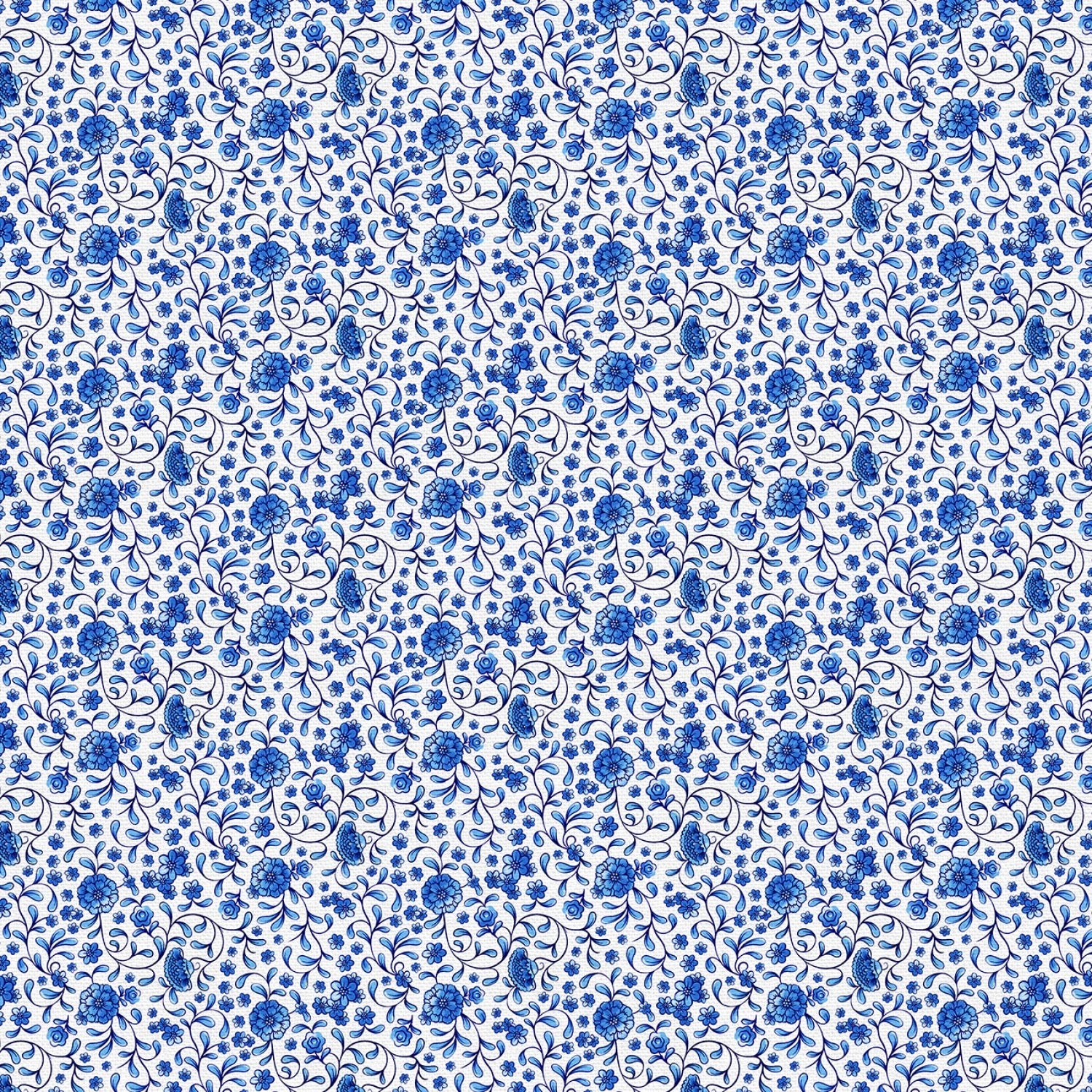Chinoiserie Ditsy Floral - Blue/White - 118" Wide - Paintbrush Studio