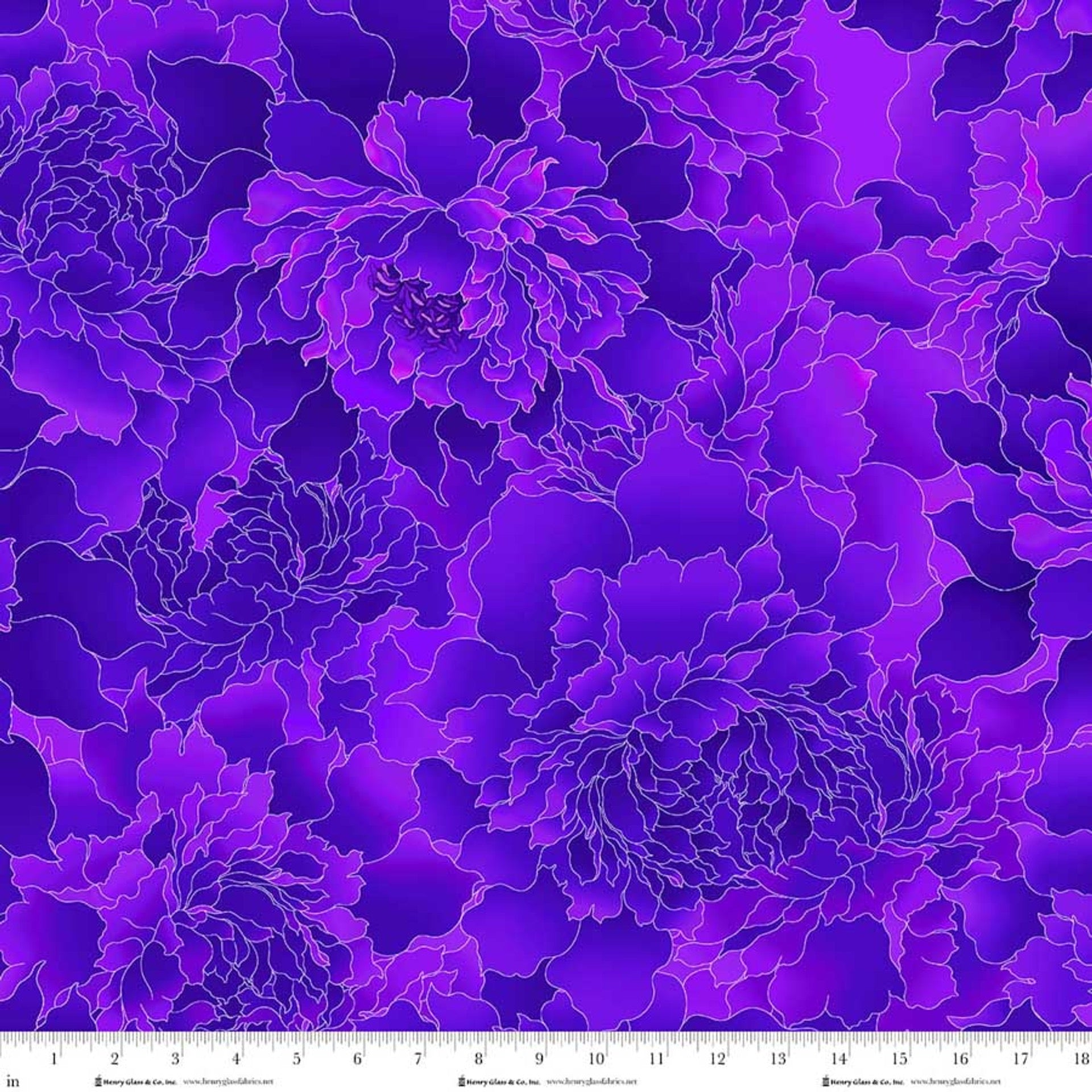 Monochromatic Peony - Purple - 118" Wide - Henry Glass