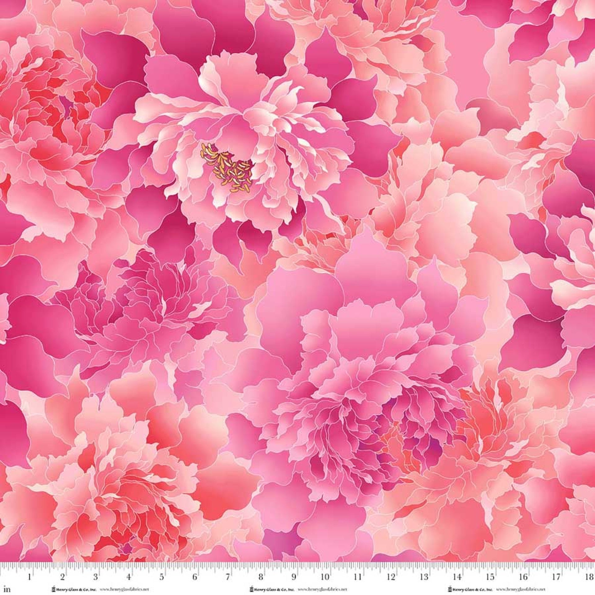 Monochromatic Peony - Pink - 118" Wide - Henry Glass