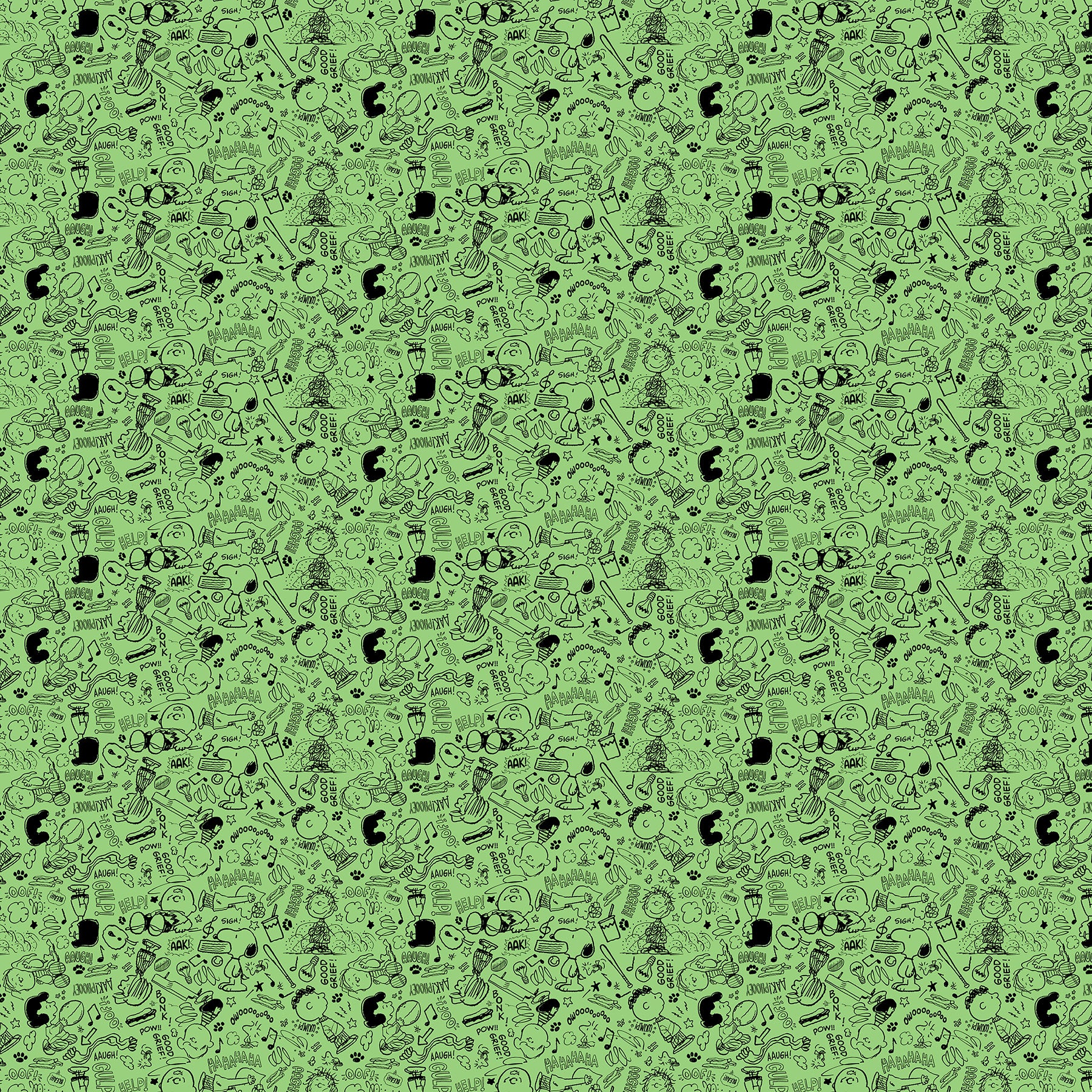 Gang Doodle - Green  - 44" Wide - Peanuts