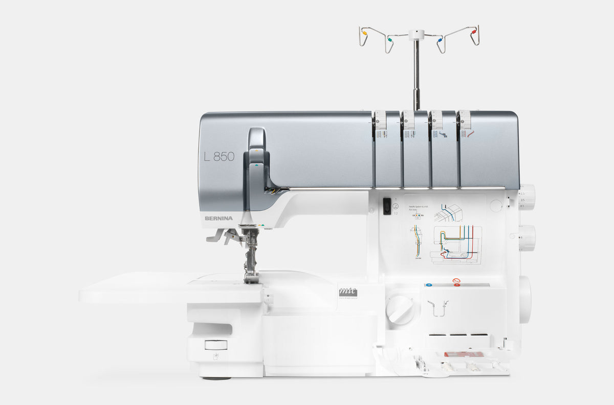 BERNINA L850 Serger front view of overlocker and threading paths