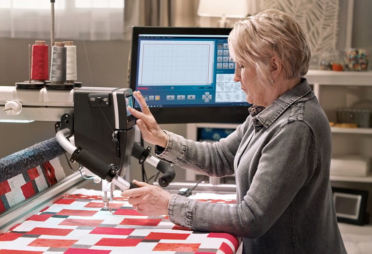 Representative BERNINA Q Series quilting with Q-matic; automation included only in packages marked + Q-matic