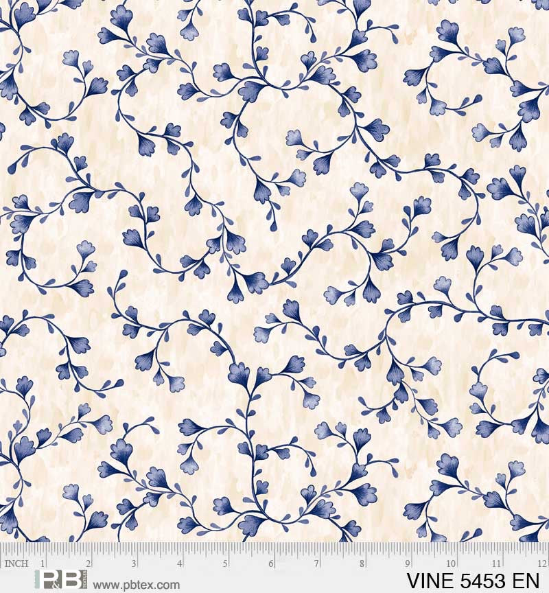 Vineyard Vine Scroll - Blue - 108" Wide - P & B Textiles