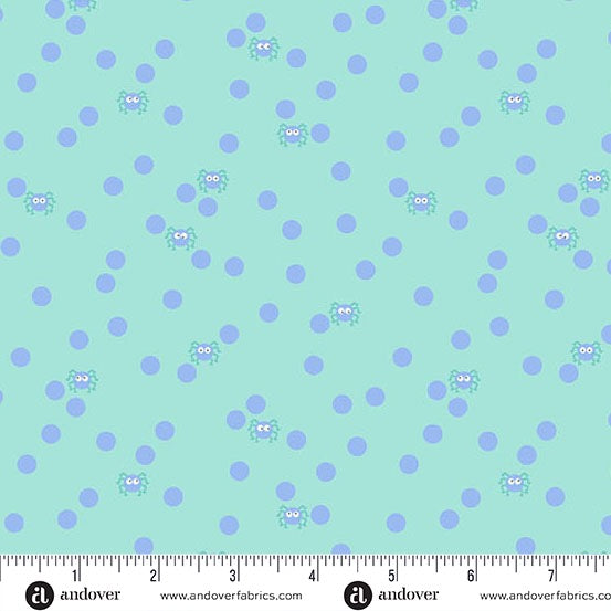 Ghostly Garden - Spin and Spot - Aqua - 44"  Wide - Andover