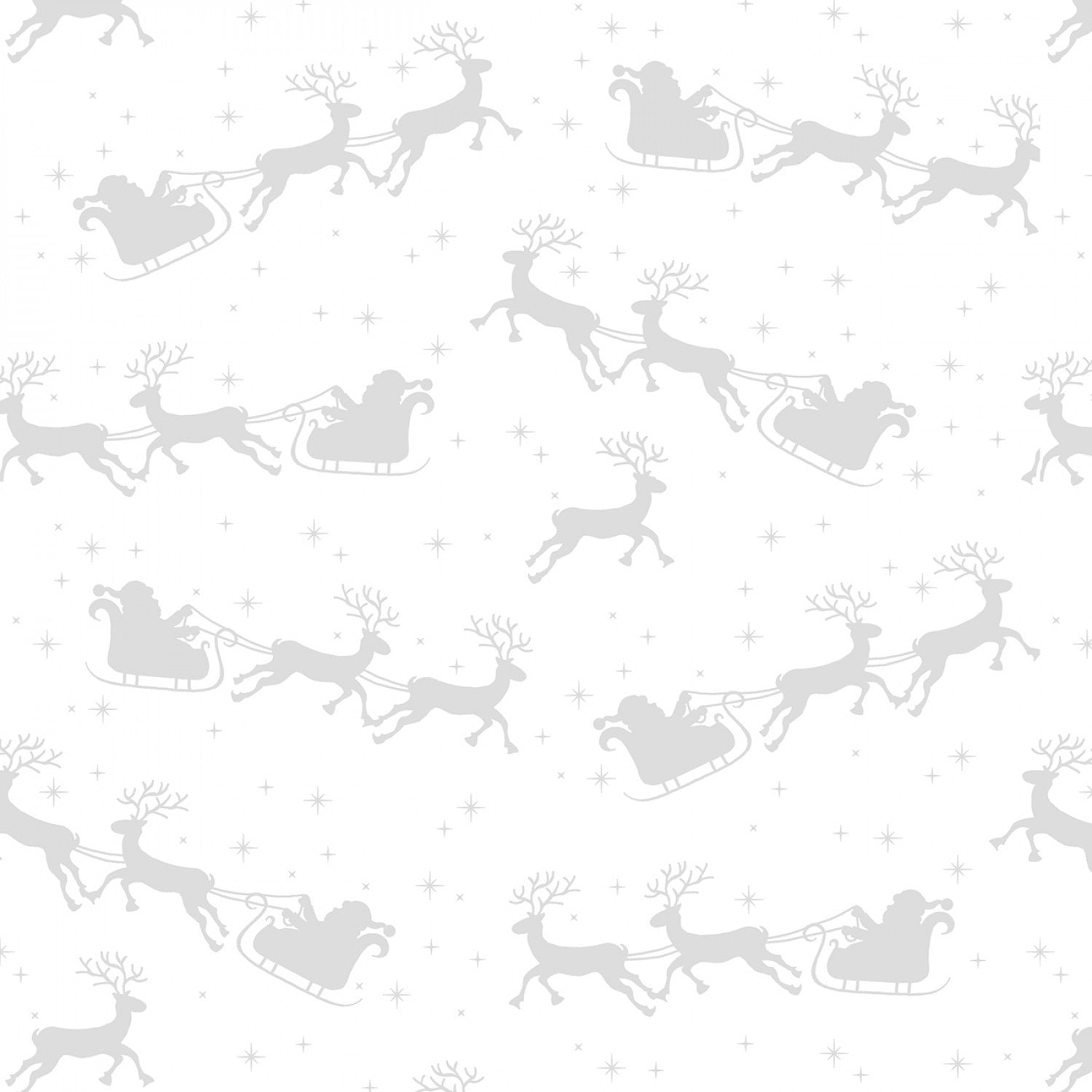 Santa Sleighs White on White - 44" Wide - Wilmington