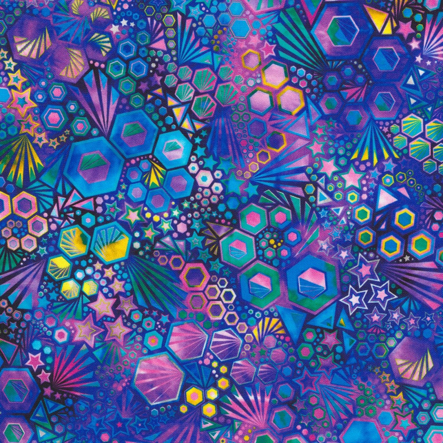 Phantasma - Geometric Mardis Gras - 44" Wide - Robert Kaufman