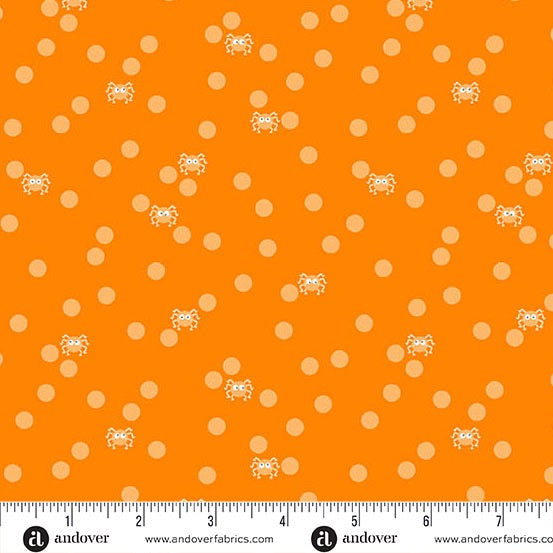 Ghostly Garden - Spin and Spot - Orange - 44"  Wide - Andover