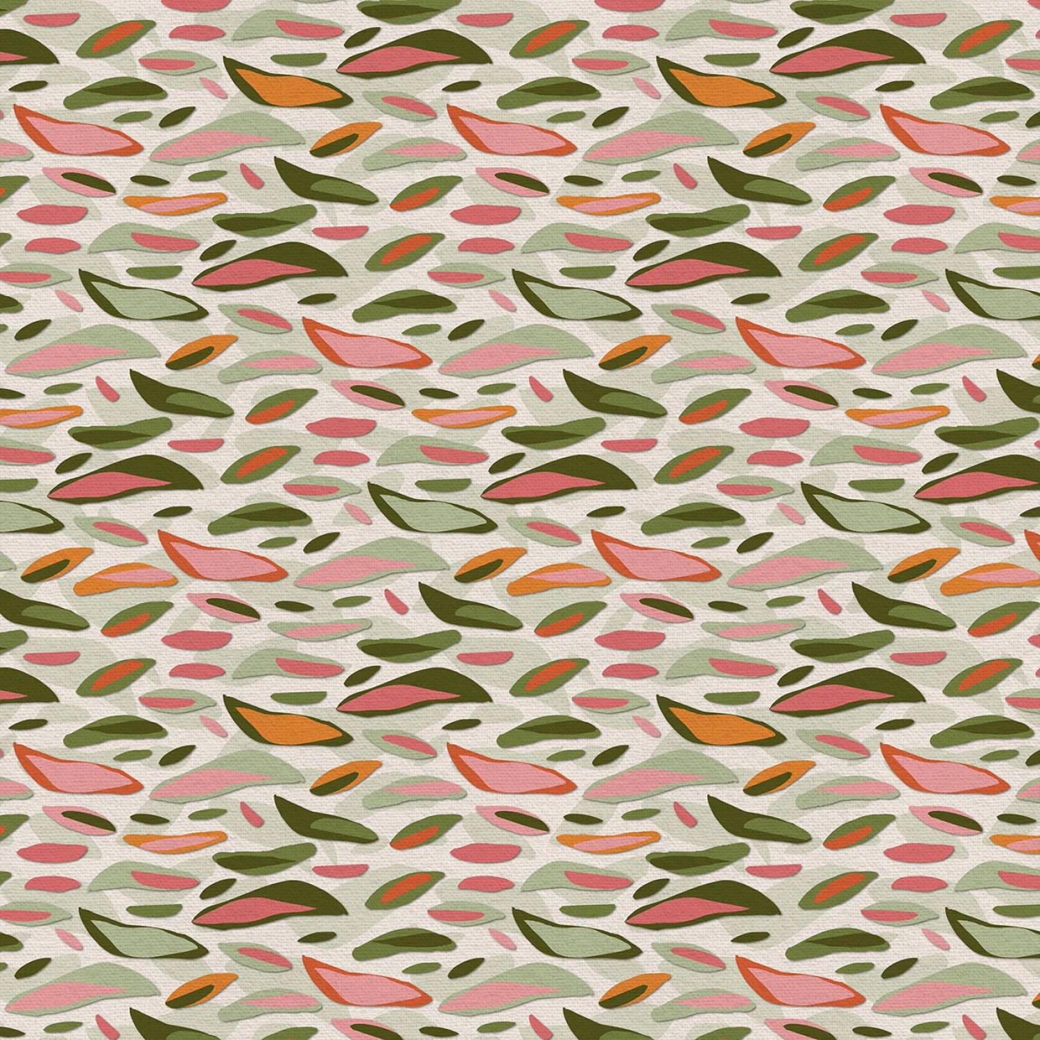 Abstract Shapes - Layered Leaves - Green/Pink - 118" Wide - Paintbrush Studio
