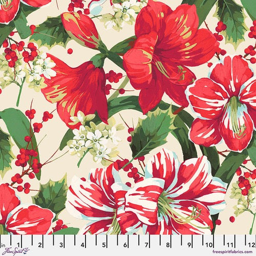 Winterberry - Winter Floral Natural - 44" Wide - FreeSpirit