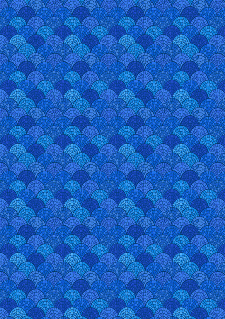 Aegean - Scalloped Mosaic - Dark Blues - 44" Wide - Lewis & Irene