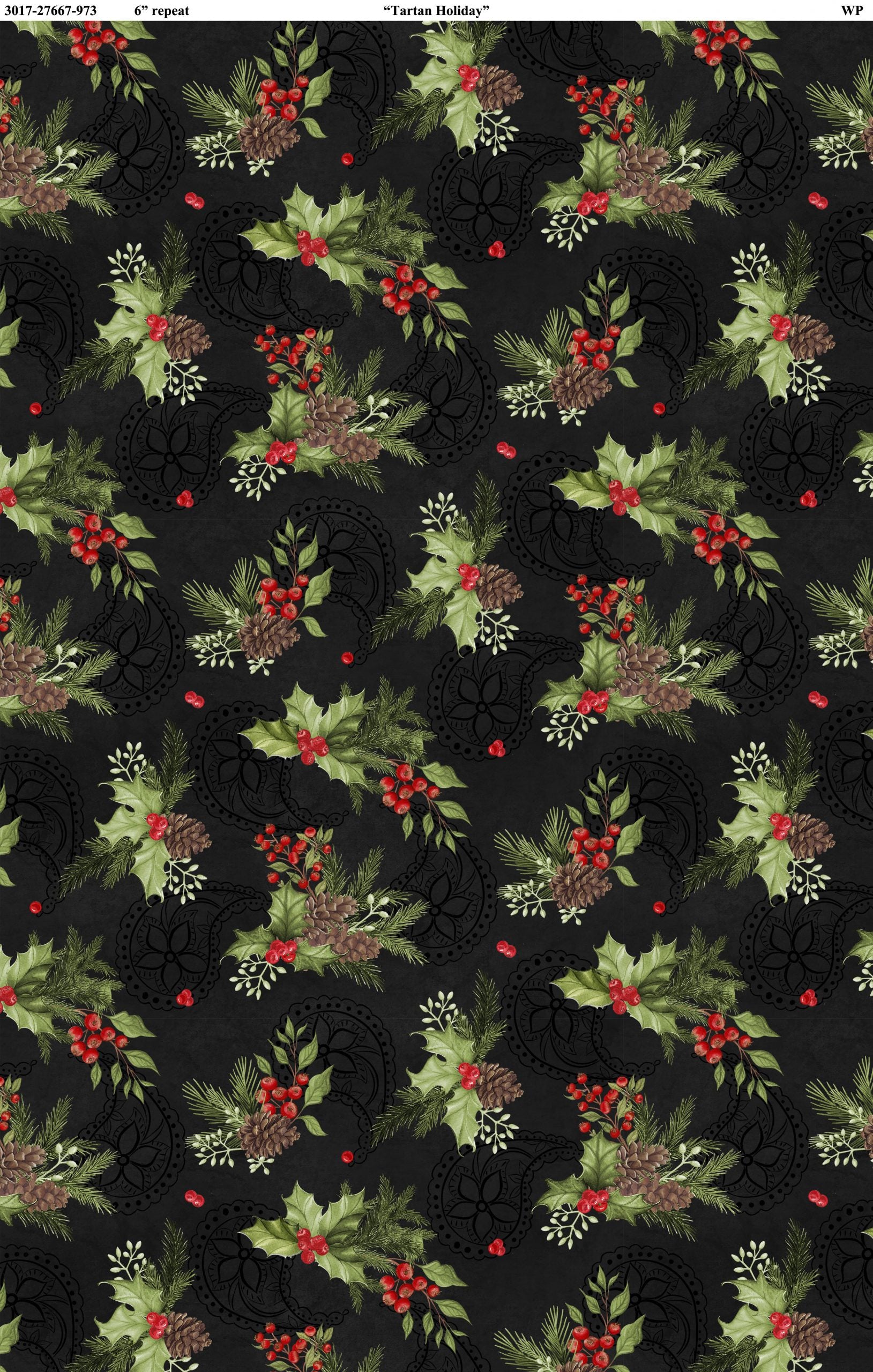 Tartan Holiday - Holly - Black - 44" Wide - Wilmington