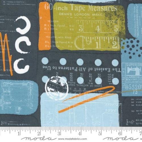Bluish - Stitched Up Charcoal - 44" Wide - Moda