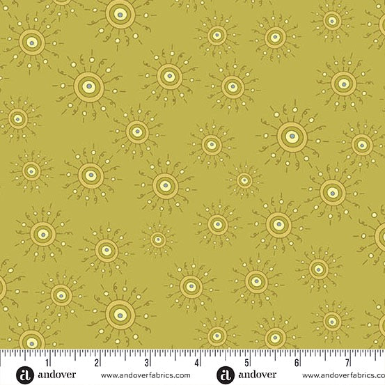 A Song to Sing - Doodle Suns - Mustard - 44" Wide - Andover Fabrics