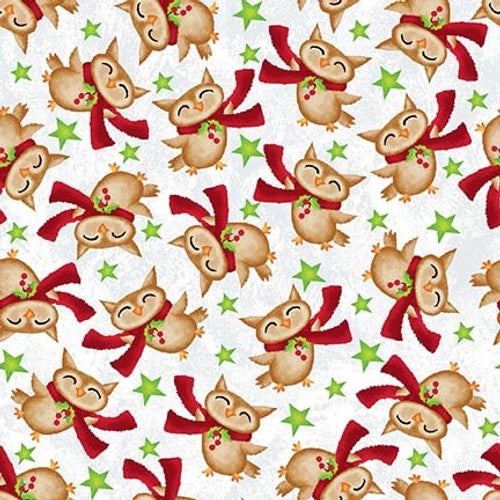 A Jolly Good Time - Tossed Owls Red - 44" Wide - Studio E