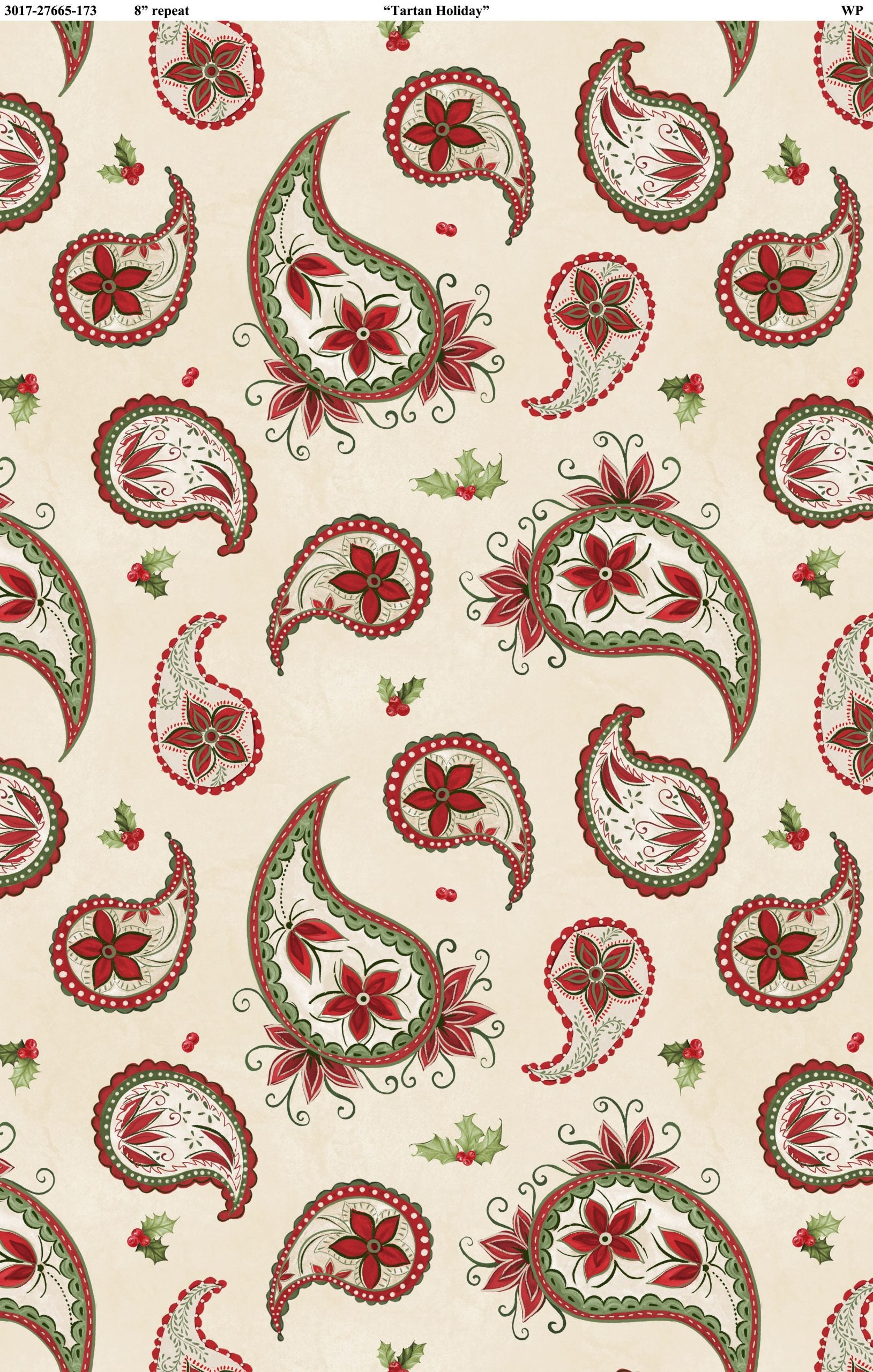 Tartan Holiday - Paisley - Beige - 44" Wide - Wilmington