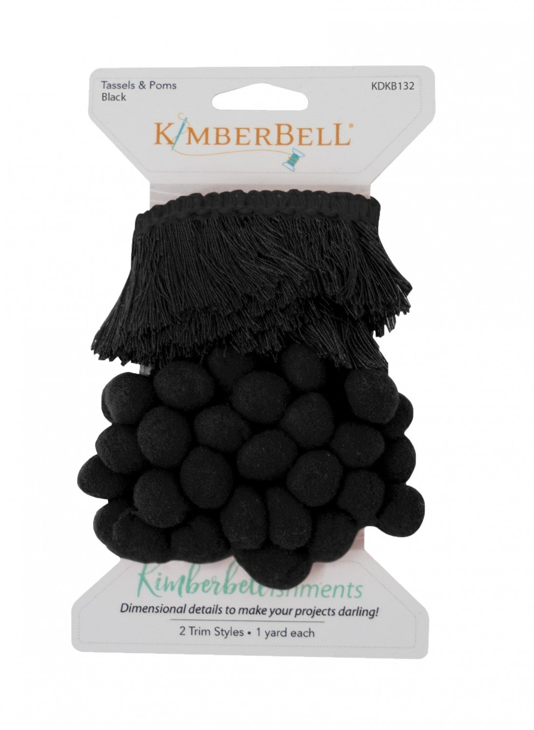 Tassels & Poms Trim - Black - 2 styles, 1 yd of each - Kimberbell