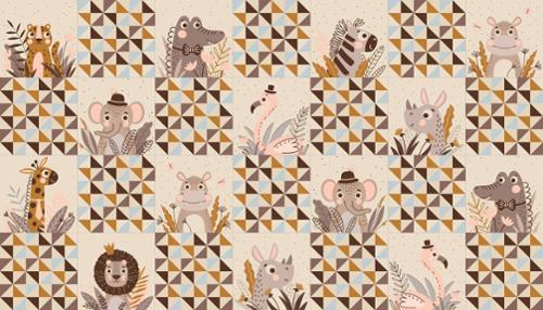 Wildly Cute Safari Panel - Multi - 539088-11 - 24" x 44"  Wide - Elena Amo