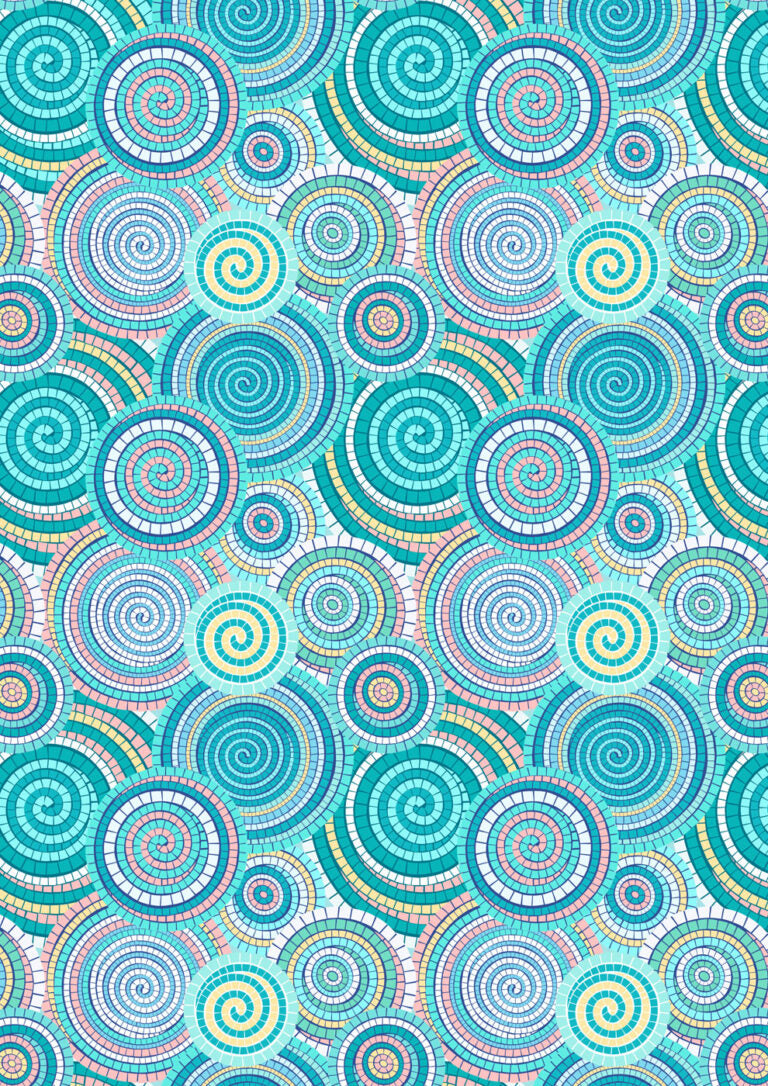 Aegean - Thalassa Swirl - Aqua/Coral - 44" Wide - Lewis & Irene