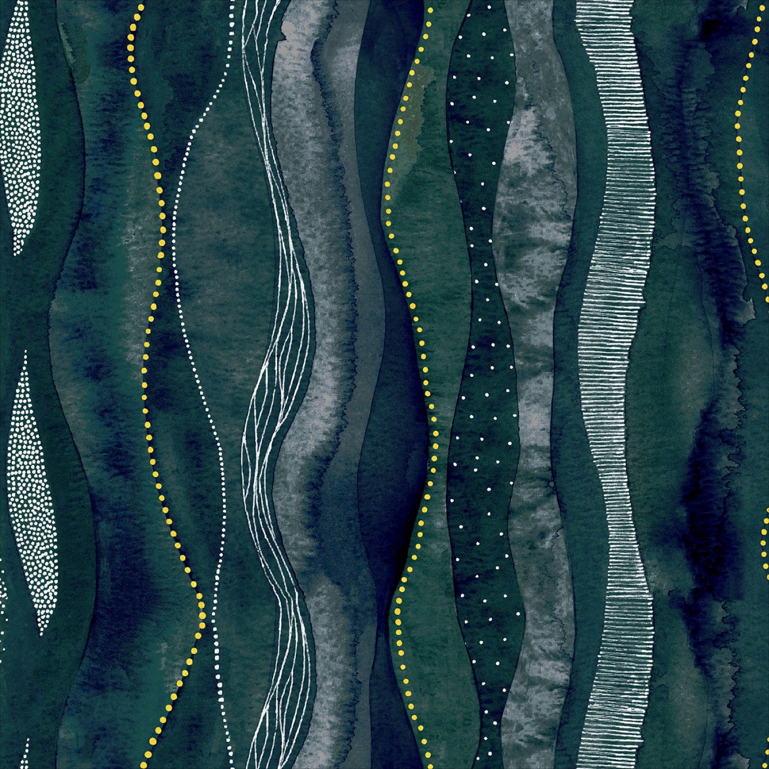 Ebb and Flow - Cascade w/Metallic Ink - 44" Wide - Windham