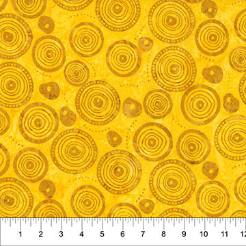 Woodblock - Wooden Rings - Sunshine Yellow - 44" Wide - Banyan Batiks