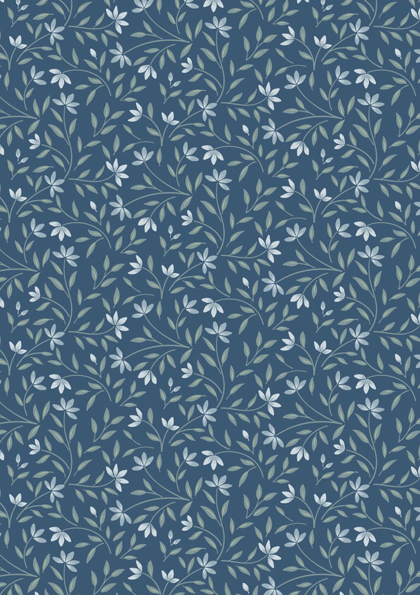 The Water Gardens - Wild Harmony - Navy Blue - 44" Wide - Lewis & Irene Fabrics