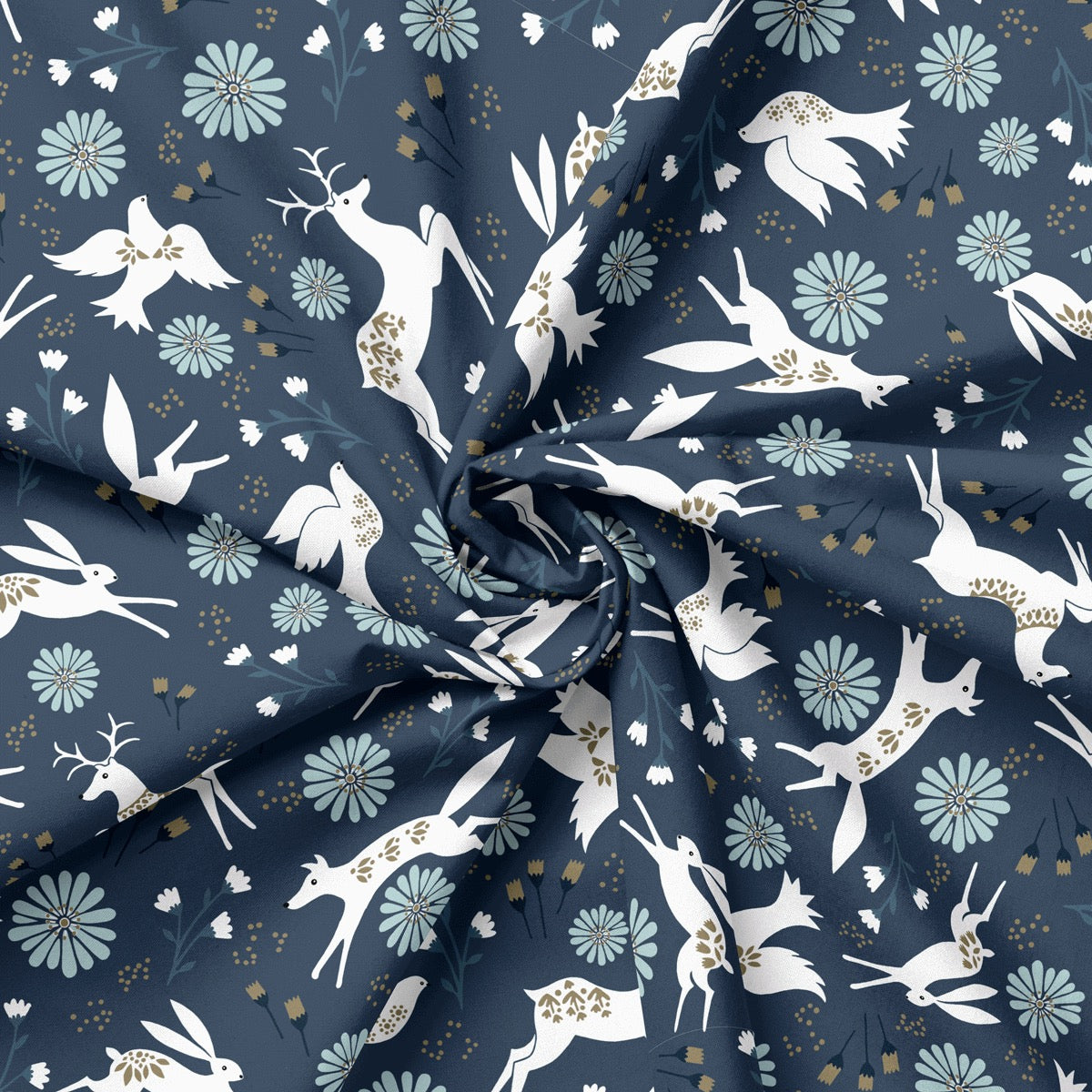 Starlit Hollow - Northern Frost Fauna - Dark - 44" Wide - Mia Presley Designs