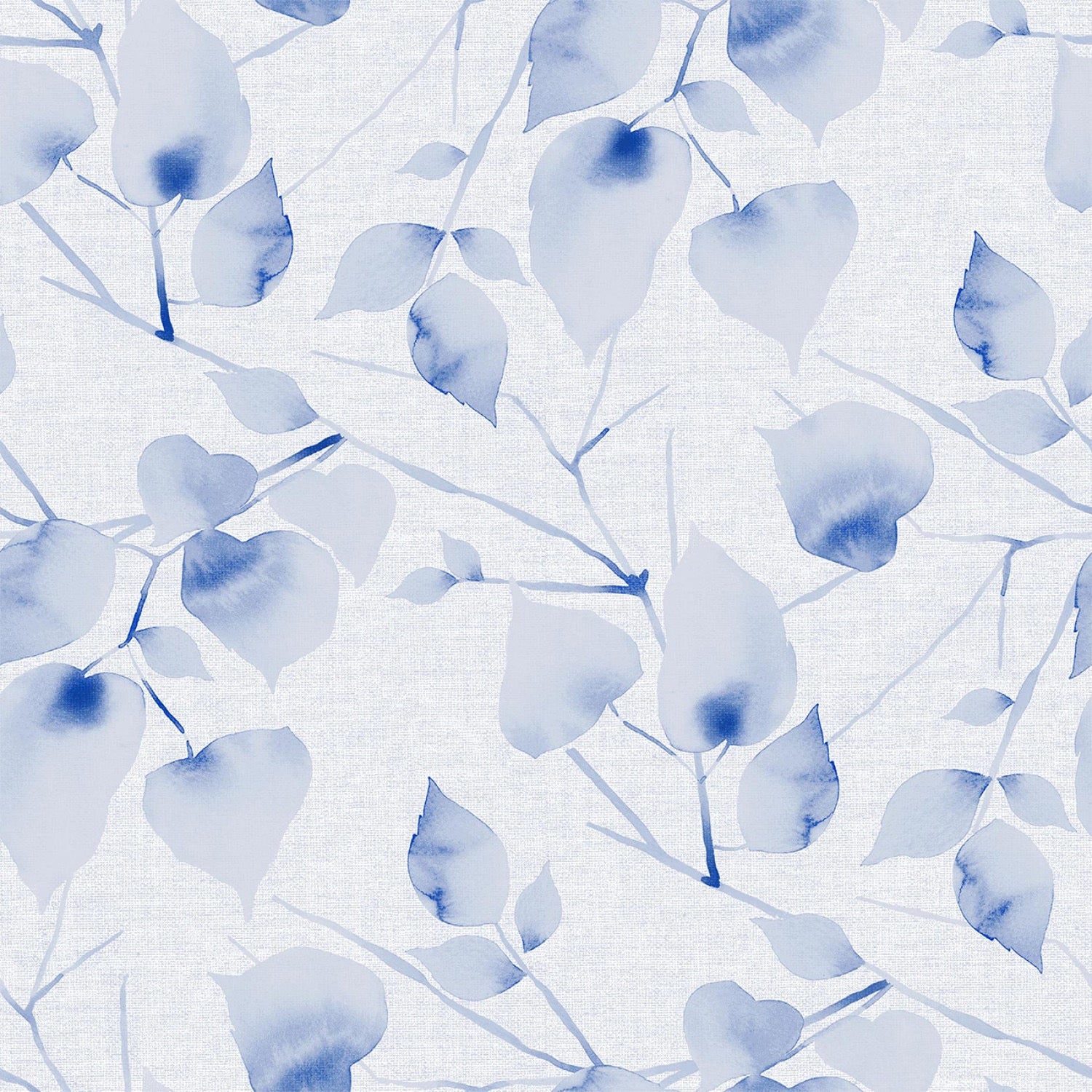 Water Color Leaves - Blue - 108" Wide - Blank Quilting