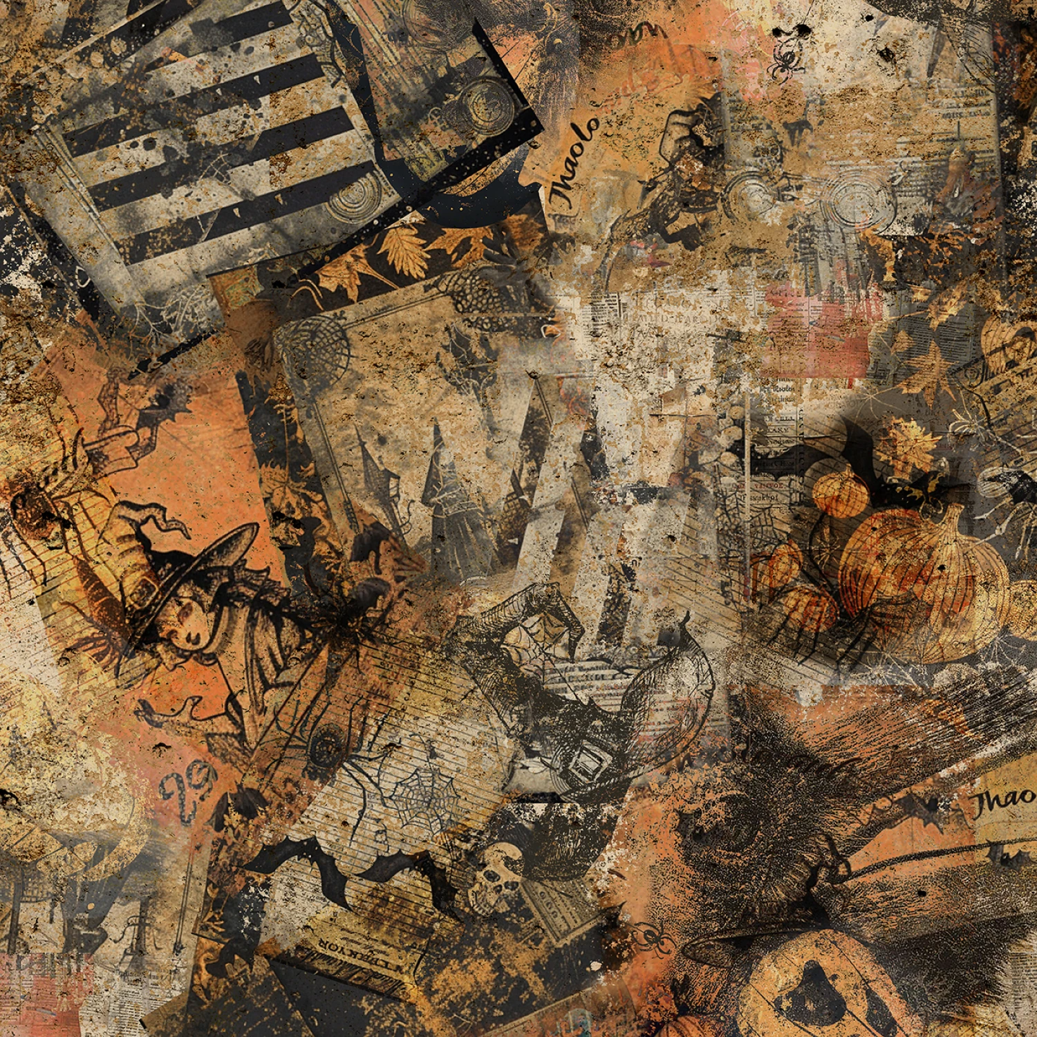 Scary Spice - Paper Collage - Butterscotch - 44" Wide - Studio E