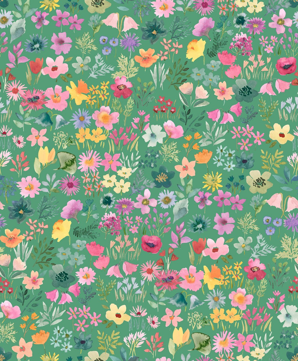 Flower Collection - Flower Library Grass - 44" Wide - Lewis & Irene Fabrics