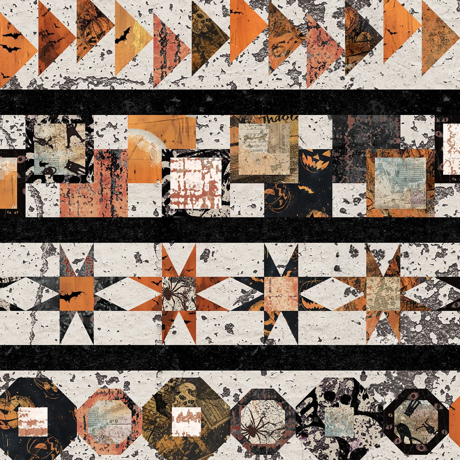 Scary Spice - Quilt Blocks - Sepia - 44" Wide - Studio E