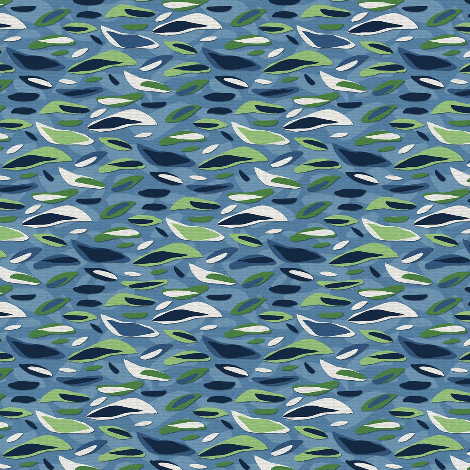 Abstract Shapes - Layered Leaves - Blue - 118" Wide - Paintbrush Studio