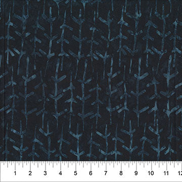 Woodblock - Twig Row - Black - 44" Wide - Banyan Batiks
