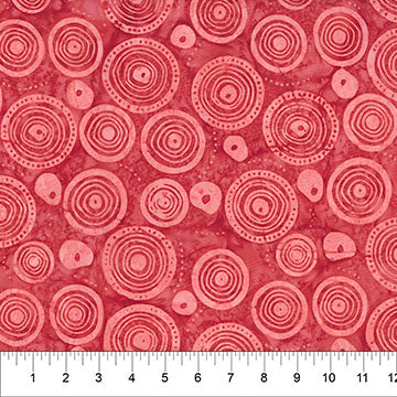Woodblock - Wooden Rings - Lipstick Red - 44" Wide - Banyan Batiks
