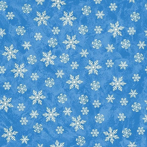 A Jolly Good Time - Tossed Snowflakes Blue - 44" Wide - Studio E