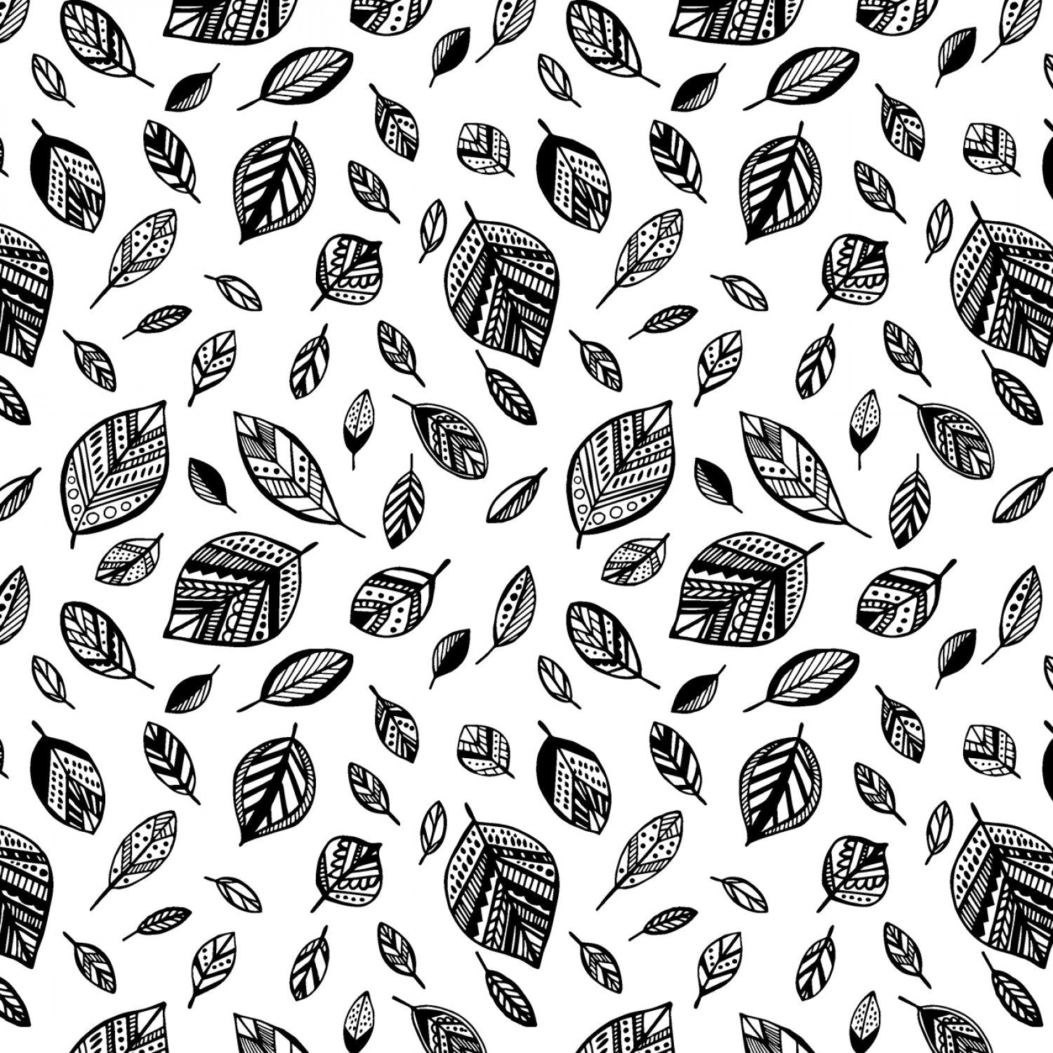 Illusion - Leaf Toss - White/Black - 44" Wide - Wilmington