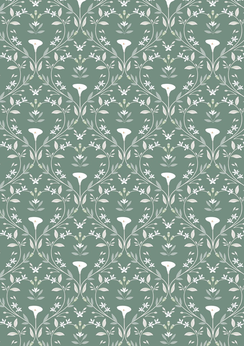 The Water Gardens - Serenity - Forest Green - 44" Wide - Lewis & Irene Fabrics
