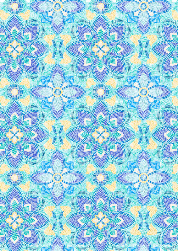 Aegean - Mosaic - Aqua/Lemon - 44" Wide - Lewis & Irene