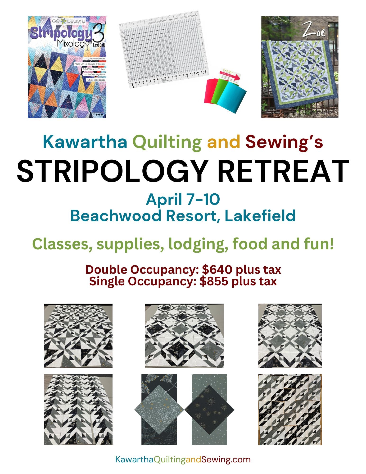 Stripology Quilting Retreat - Beachwood Resort - Single Occupancy