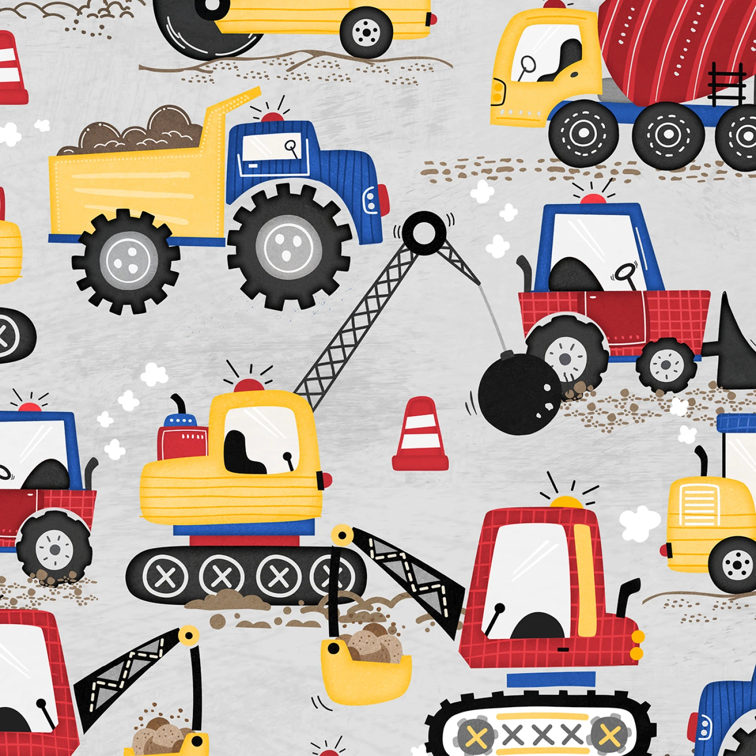 Pave The Way - Trucks All Over - Grey - 44" Wide - Wilmington