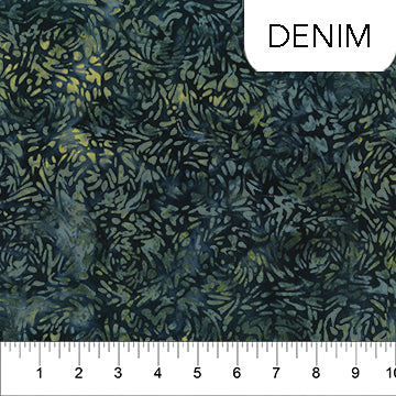 Woodblock - Cotton Batik -Denim - 44" Wide - Banyan Batiks