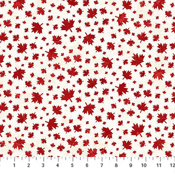 Canadian Classic 3 - Maple Leaf Toss - Cream/Red - 44" Wide - Northcott