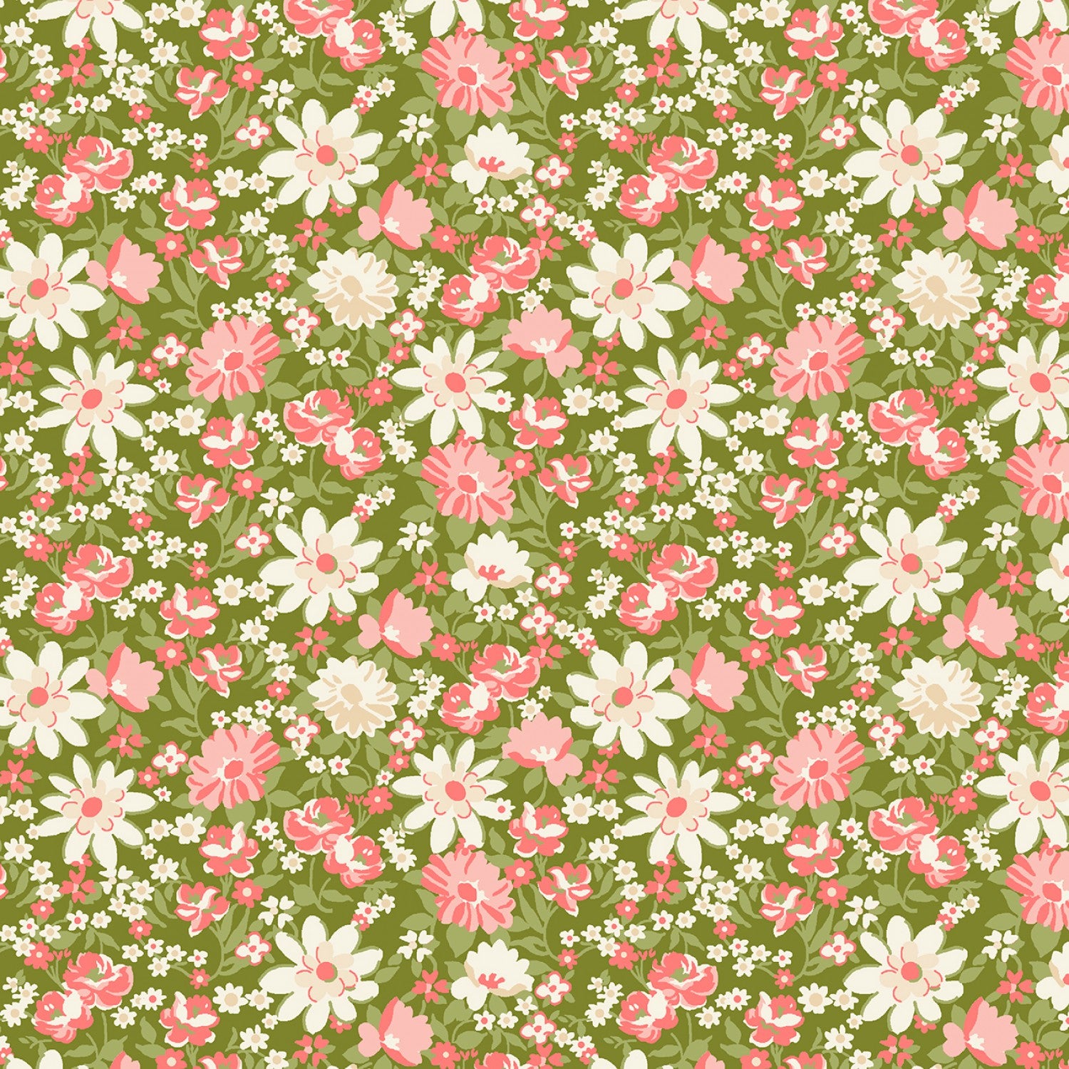 Sentiments - Green Packed Floral - 44" Wide - Wilmington