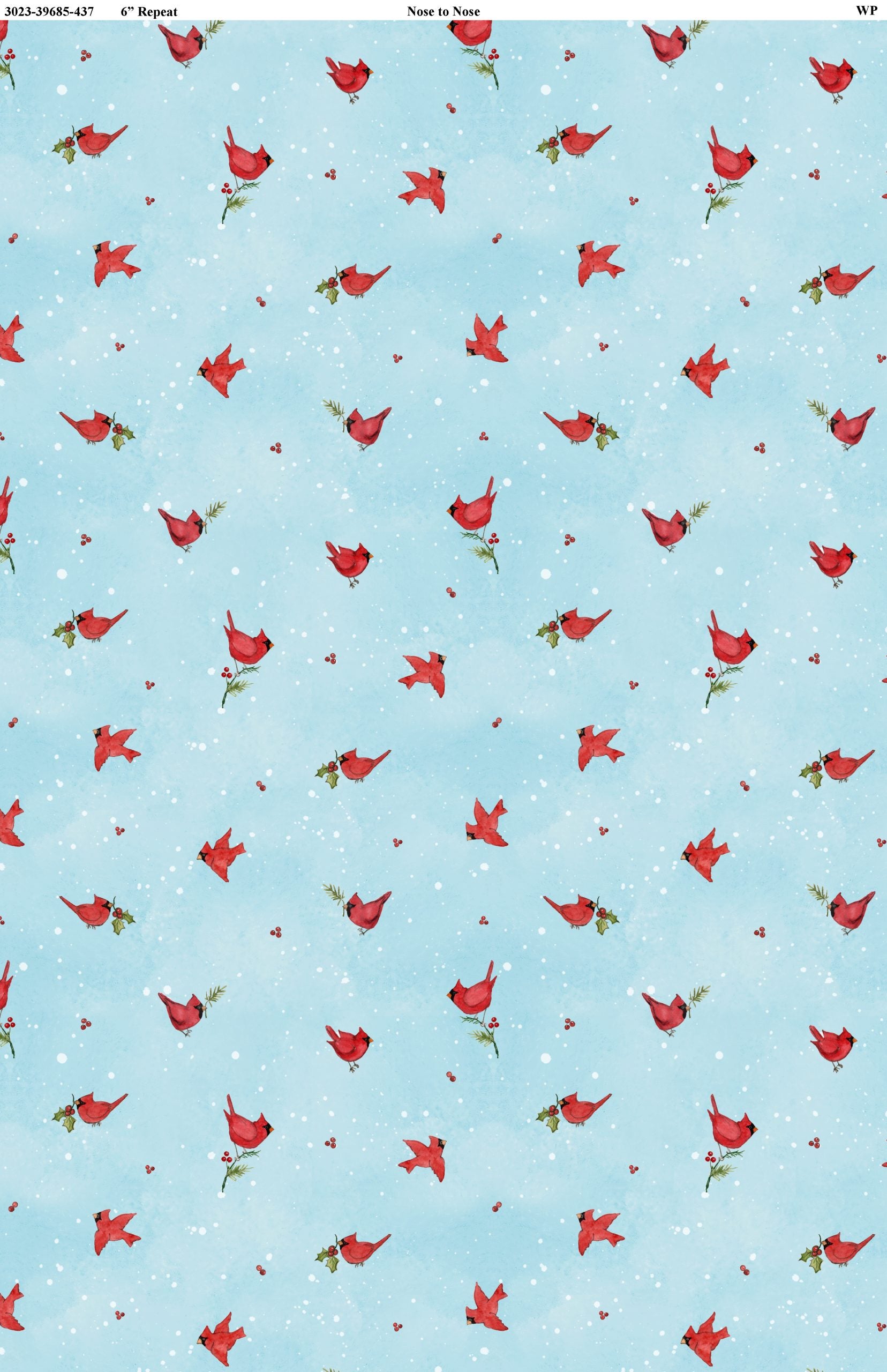 Nose to Nose - Cardinals - Blue - 44" Wide - Wilmington