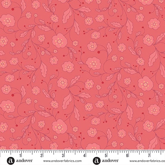 A Song to Sing - Blissful Blooms - Tomato - 44" Wide - Andover Fabrics